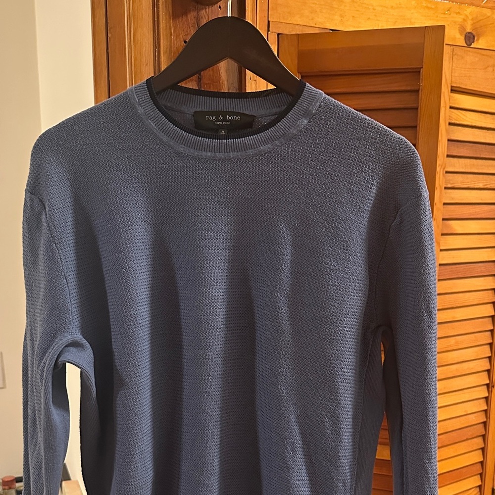 Rag & Bone Men's Textured Crewneck Sweater in Blue